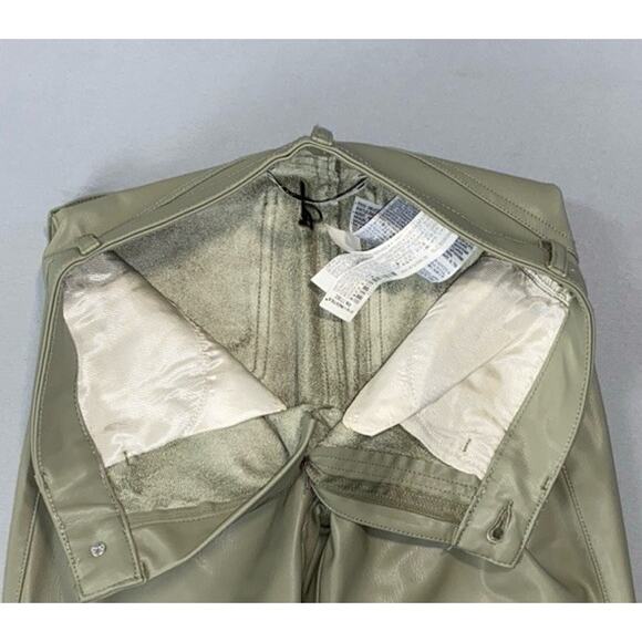 Zara Women's Coated Faux Leather Flare 5-Pocket Jeans. Light Olive, 00. NWOT! - Picture 7 of 9